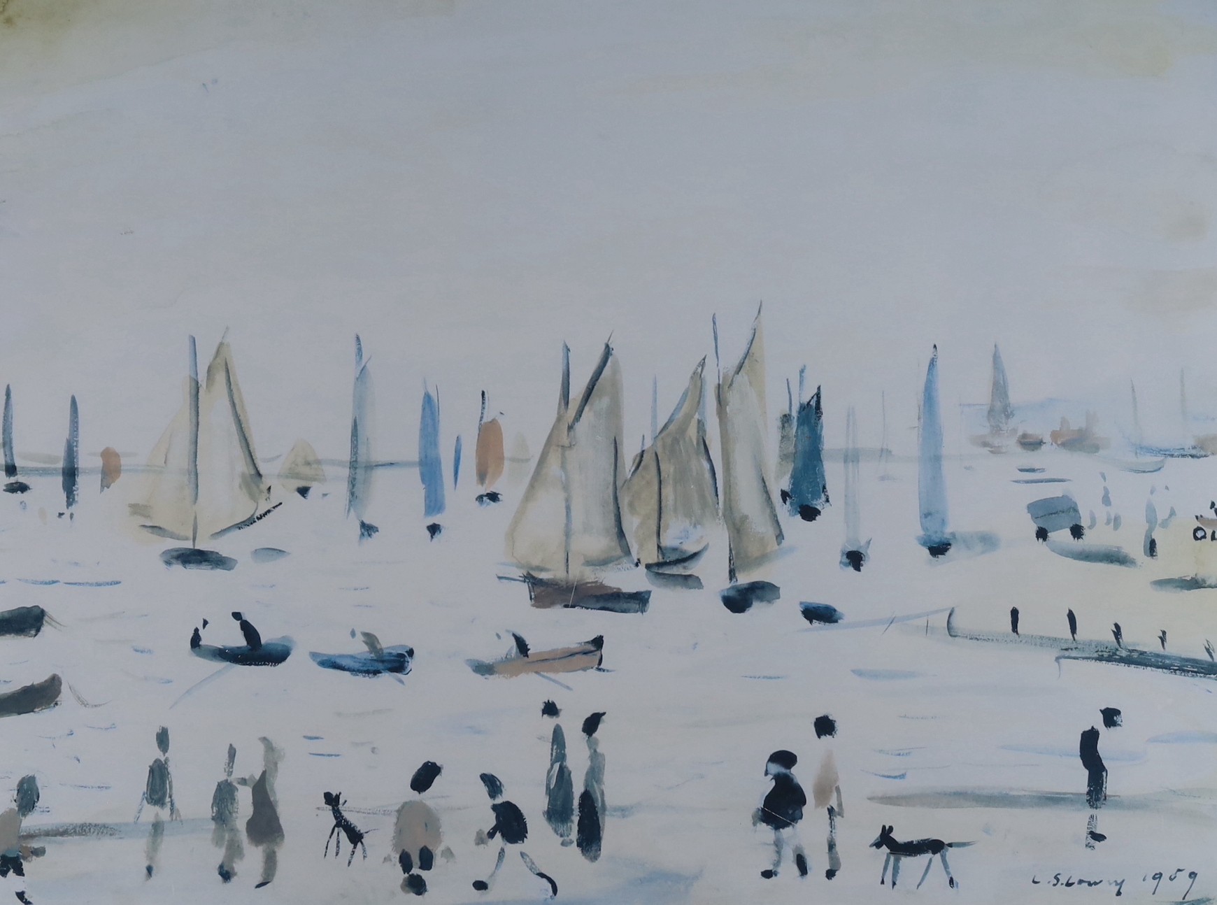 Lawrence Stephen Lowry, limited edition print, 'Yachts, 1959', blindstamped and numbered 573-850, 46 x 60cm